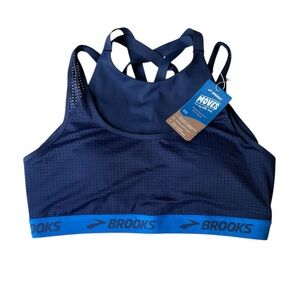 Brooks “Moves With Me” Drive Mesh Run Bra, Navy/Bolt Blue, XXL